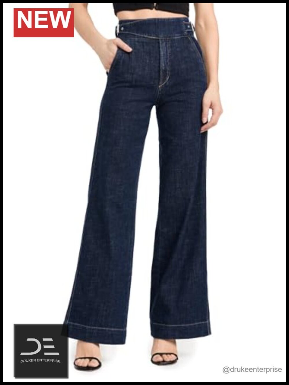 Joe's Jeans High Rise Wide Leg Sailor Jean Pant Double Buckle Denim
